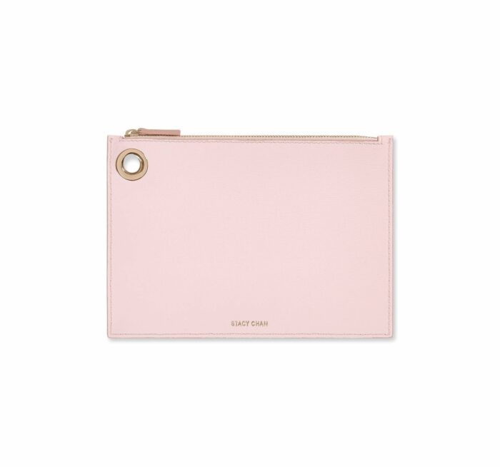 Pink Italian Leather Pouch Clutch