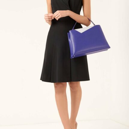 Midi Purple Saffiano Leather Handbag - Designer Stacy Chan