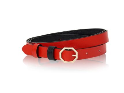 Black & Red Leather Belt Reversible - Italian Leather