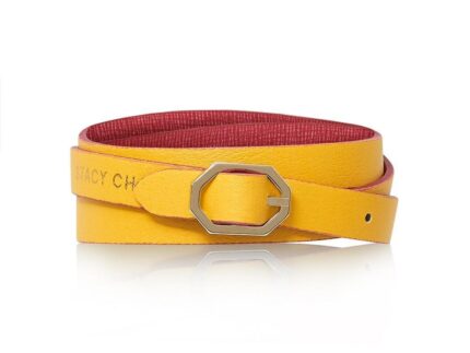 Fuchsia & Yellow Leather Bracelet Reversible - Italian Leather