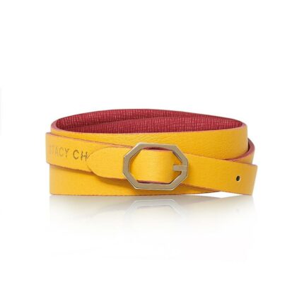 Fuchsia & Yellow Leather Bracelet Reversible - Italian Leather