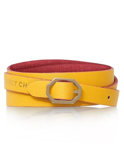 Fuchsia & Yellow Leather Bracelet Reversible - Italian Leather