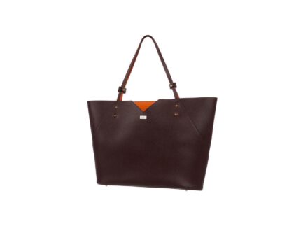 Brown Saffiano Leather Tote Bag Handbag Designer Stacy Chan