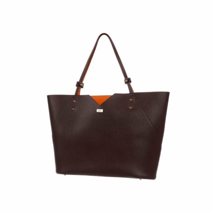 Brown Saffiano Leather Tote Bag Handbag Designer Stacy Chan