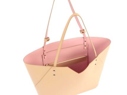 Nude Beige Leather Tote Bag - Designer Stacy Chan