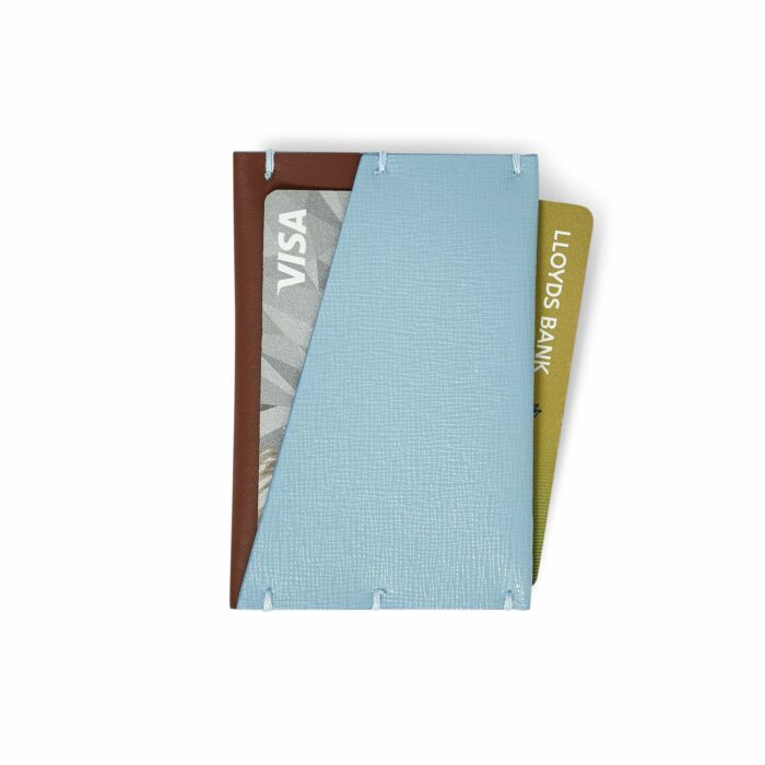 Light Blue Leather Card Case - Italian leather luxury card wallet