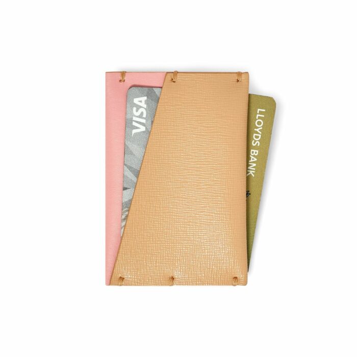 Nude Beige Leather Card Case - Italian leather luxury card wallet
