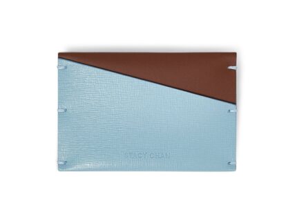 Light Blue Leather Card Case - Italian leather luxury card wallet
