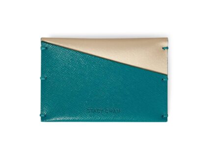 Teal Leather Card Case - Italian leather luxury card wallet