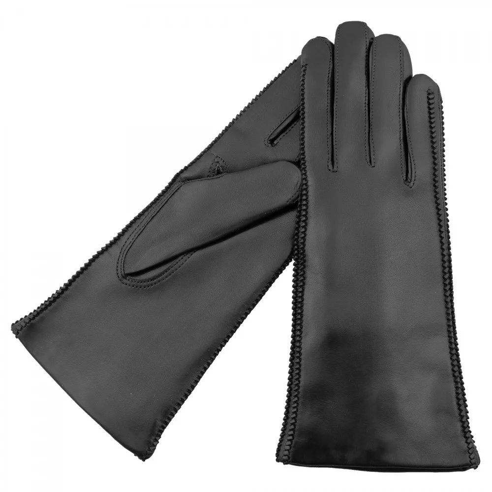 Chloe Leather Gloves - Black - PLATFORM