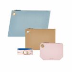 Powder Blue Nude Beige and Pink Leather Pouches with Bracelet as Wristlet