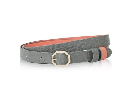 Grey & Pink Leather Belt Reversible - Italian Leather
