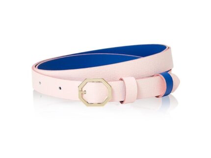 Pink & Blue Leather Belt Reversible - Italian Leather