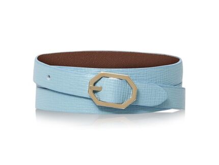 Powder Blue Leather Bracelet Reversible - Italian Leather