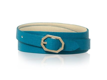 Teal Leather Bracelet Reversible - Italian Leather