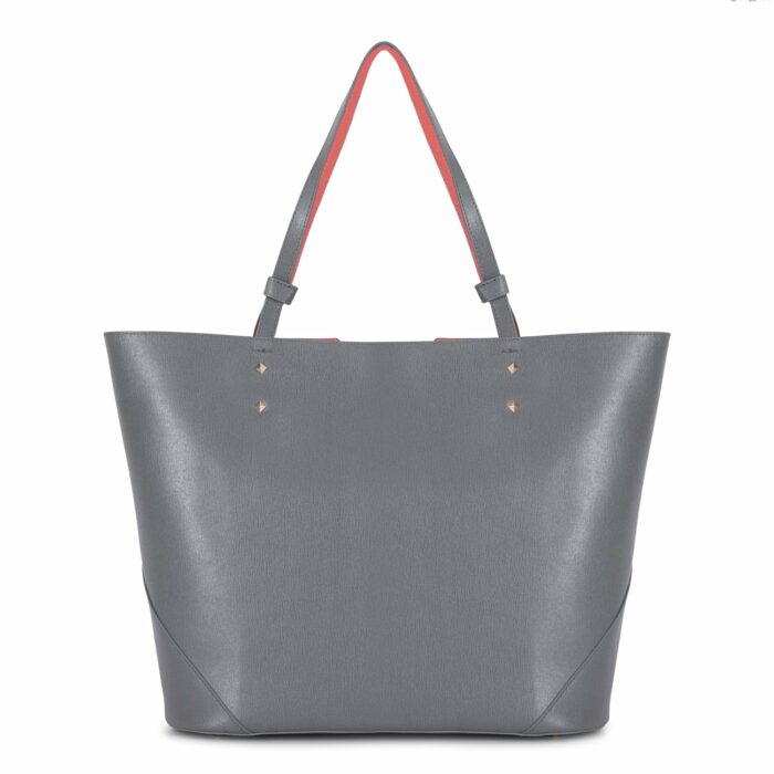 Italian leather grey tote bag - handbag - designer Stacy Chan