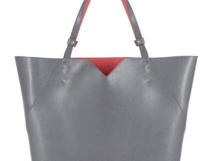 Italian leather grey tote bag - handbag - designer Stacy Chan