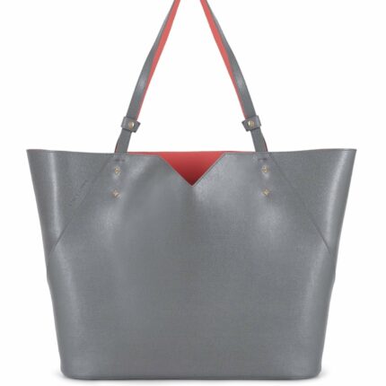 Italian leather grey tote bag - handbag - designer Stacy Chan