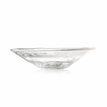 Molten 1090 FLECK hand blown glass bowl silver side view