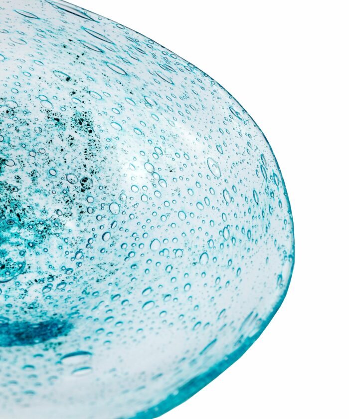 molten 1090 flux trinket bowl copper blue close up