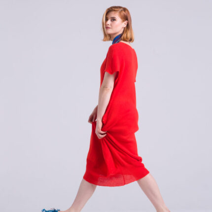 Orange knit cotton dress - Valentina Karellas