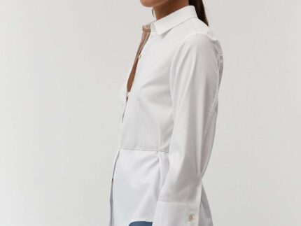 The Array womenswear fashion label london fashion brand workwear womens fashion Womens White Shirt in Quick Wrinkle Recovery Cotton
