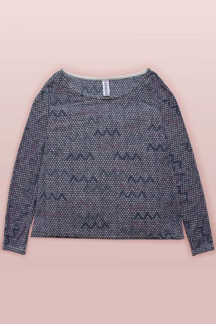 Asmuss Zig Zag A-line Long Sleeve Limited Edition T-shirt laying flat