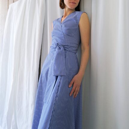 Blue Stripe Sleeveless Dress