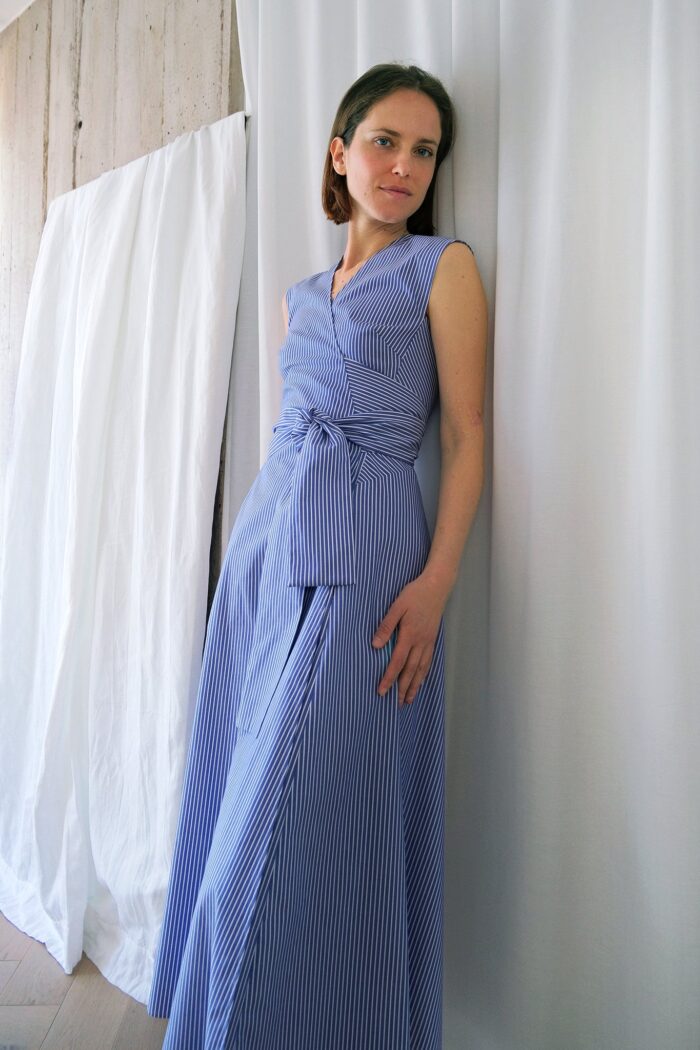 Blue Stripe Sleeveless Dress