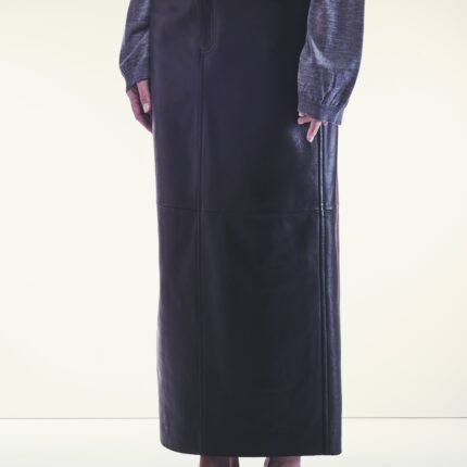Long Black Leather Skirt
