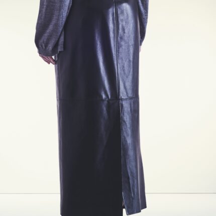 Long Black Leather Skirt