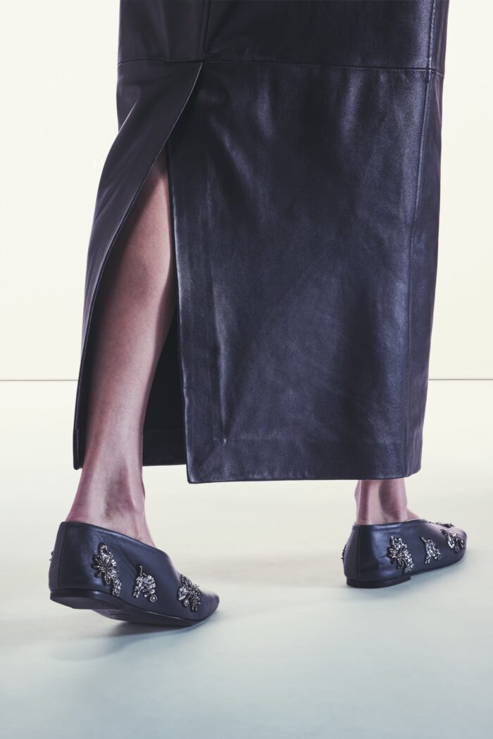 Long Black Leather Skirt