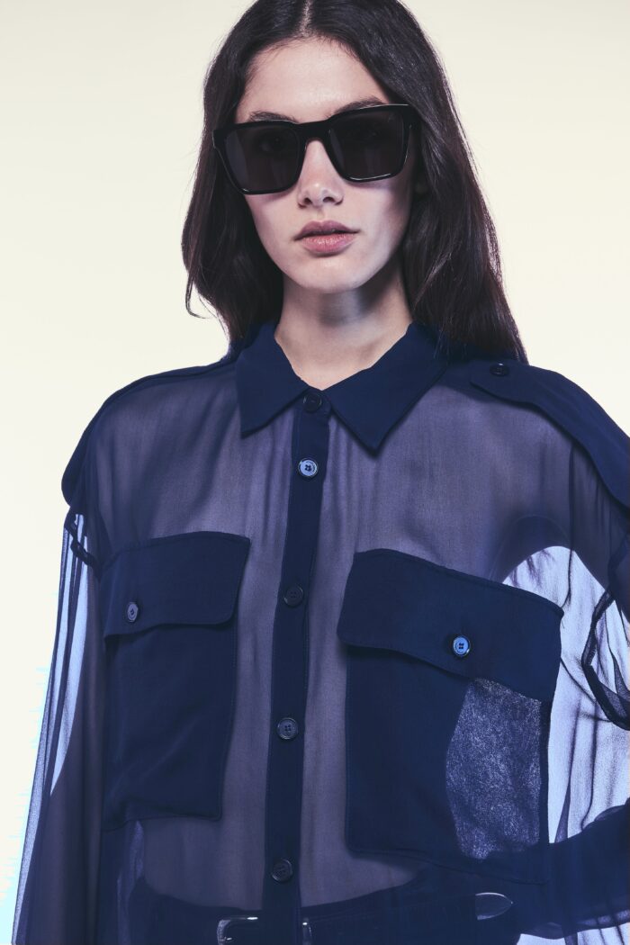 Navy Silk Shirt