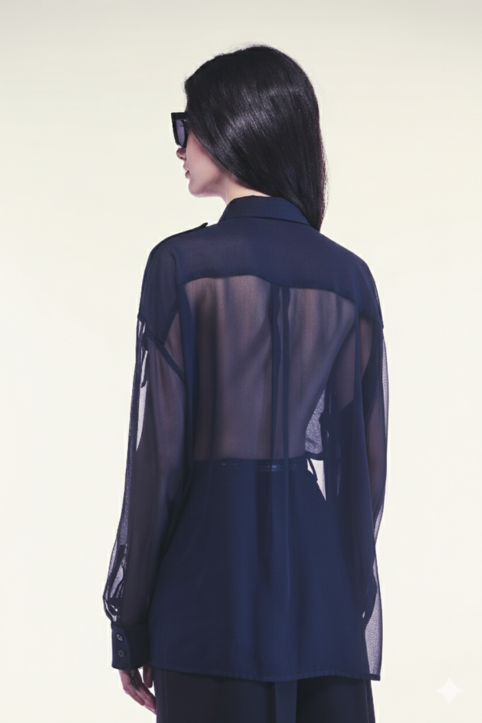 Navy Silk Shirt