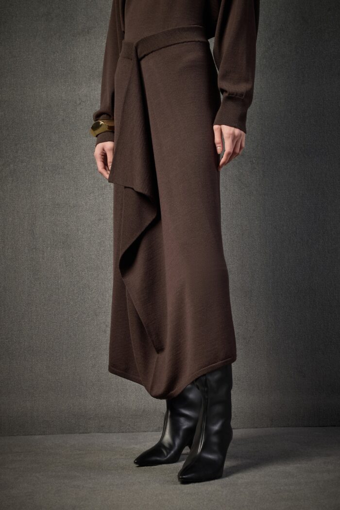 Brown Merino Wool Skirt