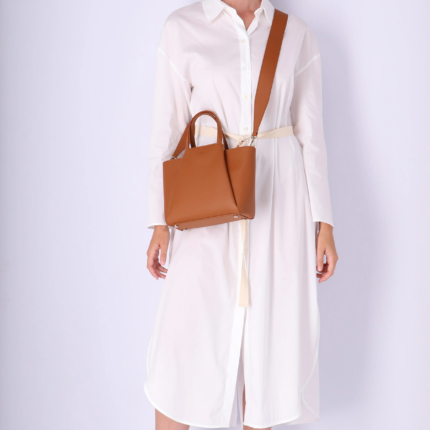 KAAI Mini Pyramid Cognac Leather Cross Body Bag