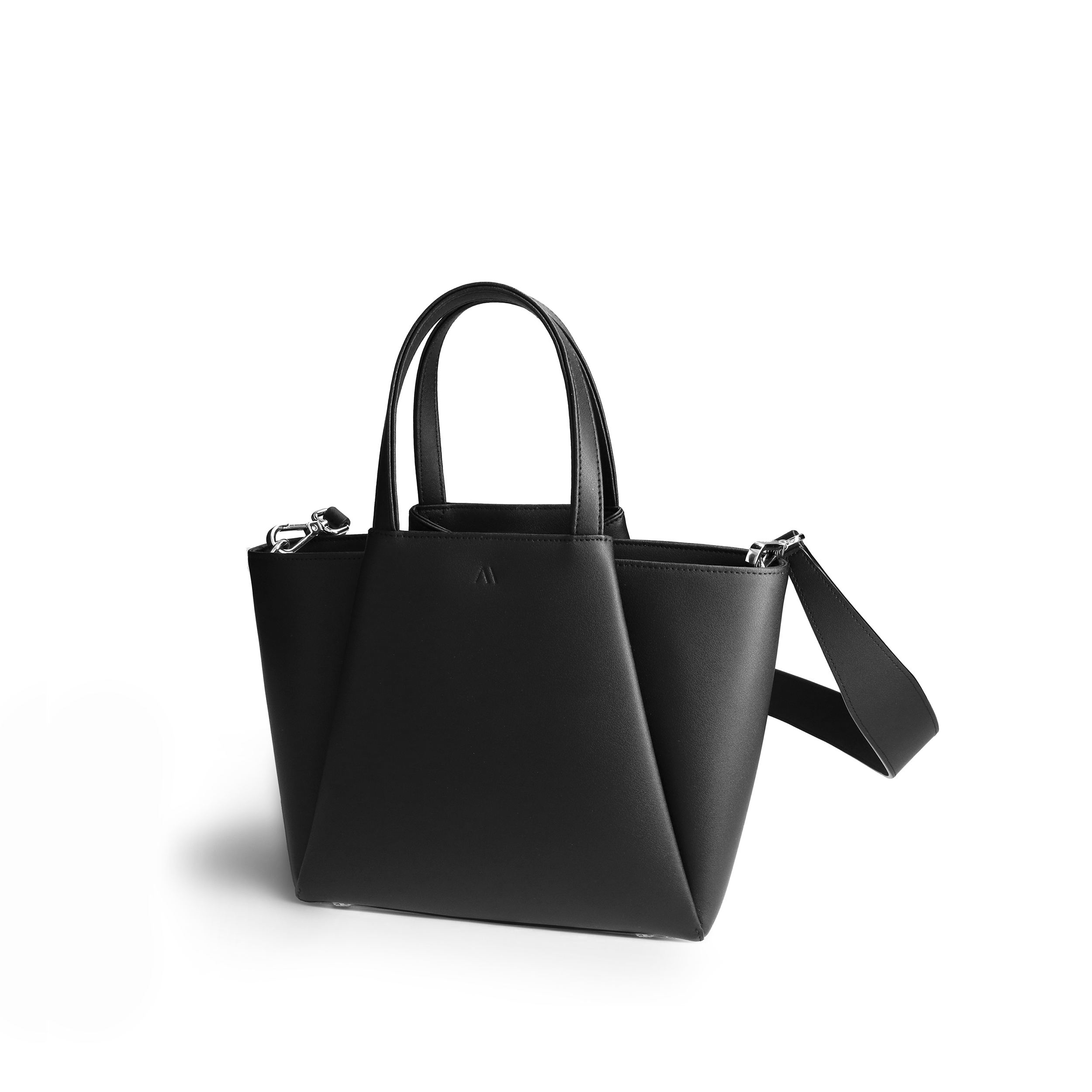 mini pyramid black front KAAI Mini Pyramid Black Leather Cross Body Bag