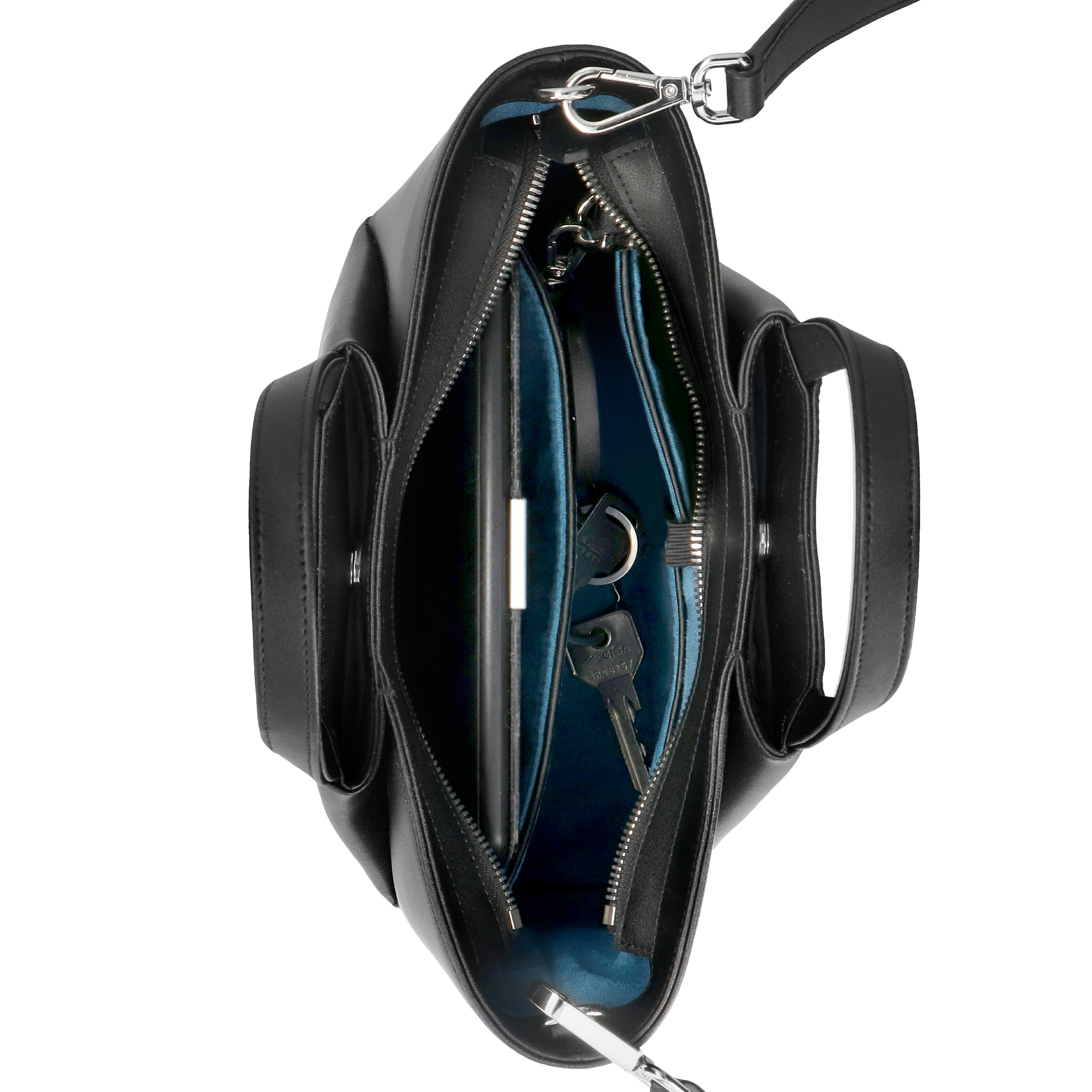 mini pyramid black inside KAAI Mini Pyramid Black Leather Cross Body Bag