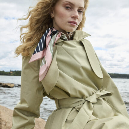 BRGN Silk Scarf on Sand Trench