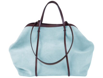 Gava Italian Suede and Leather Alma Handbag Totebag - Light Blue