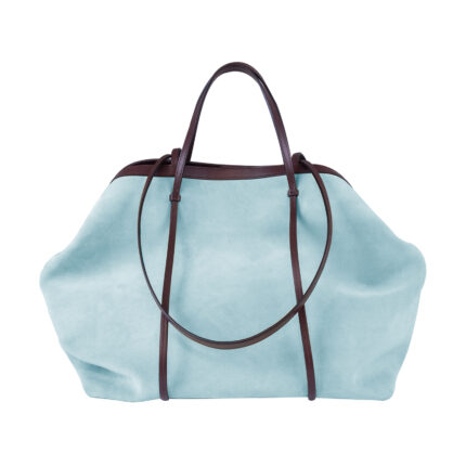 Gava Italian Suede and Leather Alma Handbag Totebag - Light Blue