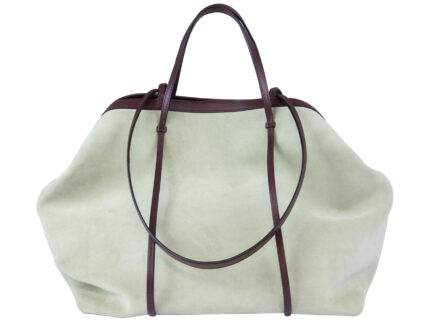 Gava Italian Suede and Leather Alma Handbag Totebag - Light Green