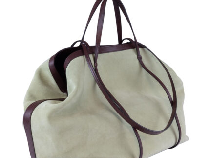 Gava Italian Suede and Leather Alma Handbag Totebag - Light Green