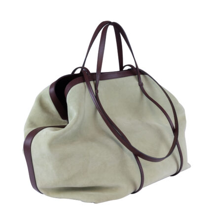 Gava Italian Suede and Leather Alma Handbag Totebag - Light Green
