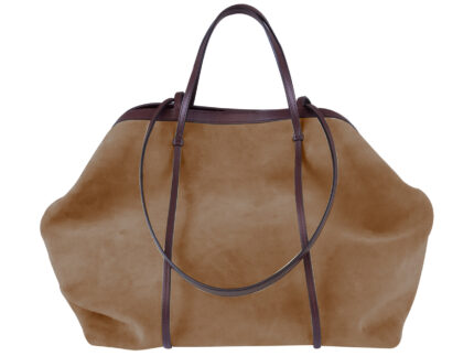 Gava Italian Suede and Leather Alma Handbag Totebag - Tan