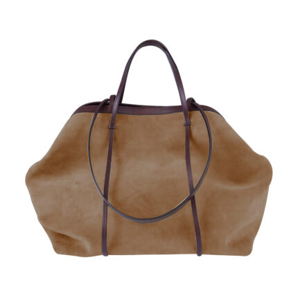 Gava Italian Suede and Leather Alma Handbag Totebag - Tan