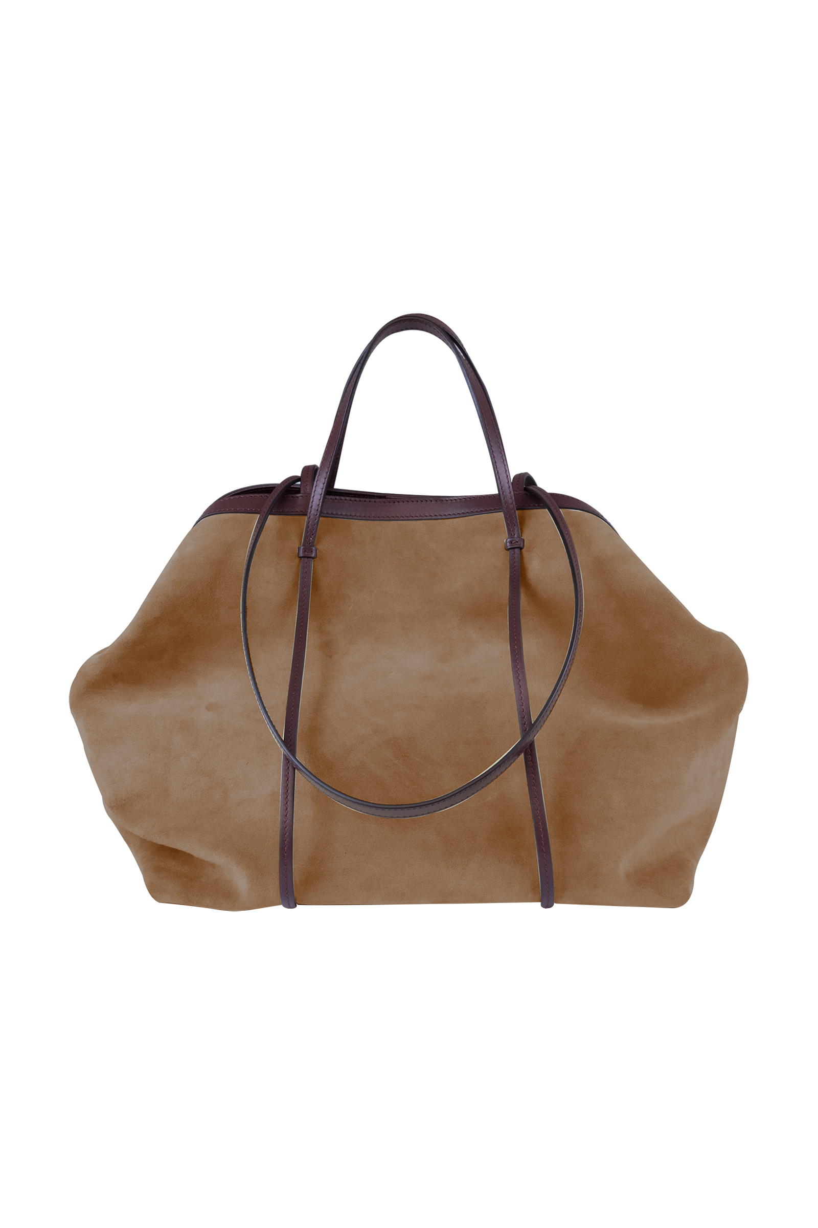 Alma Tan Gava Italian Suede and Leather Alma Handbag Totebag - Tan