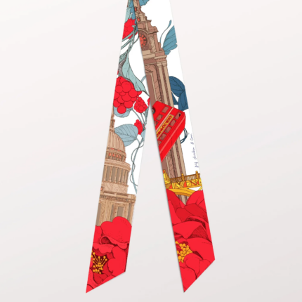Pig Chicken Cow Scarf London Bridge Silk Twilly