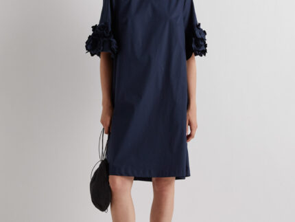 Meimeij Navy Floral Applique Cotton Dress