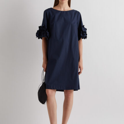 Meimeij Navy Floral Applique Cotton Dress